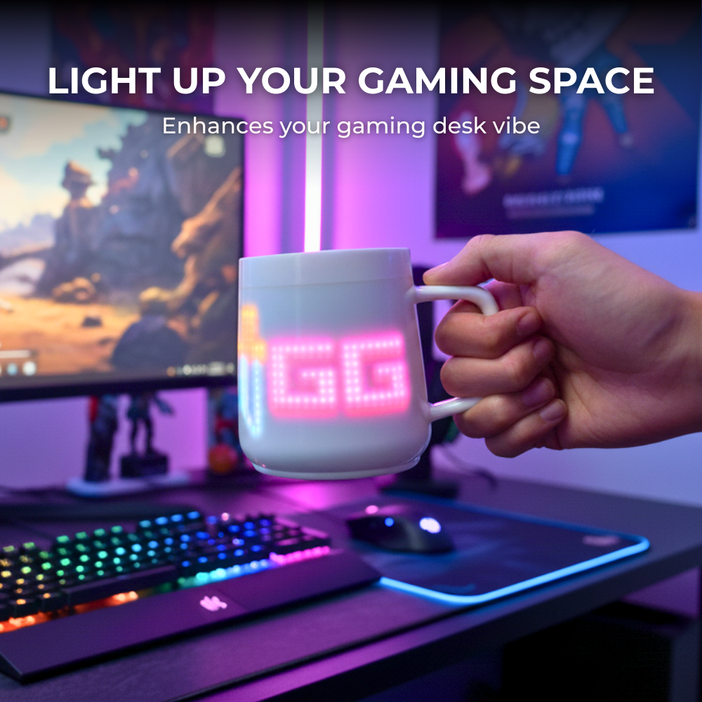 Perfect LED desk companion for gaming setups, adding vibrant lighting to enhance the atmosphere.