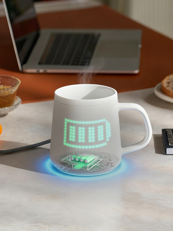 PixelMug battery lasts over 2 hours on a single charge