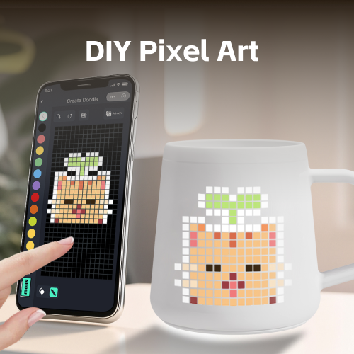 DIY pixel art and animation displayed on PixelMug screen