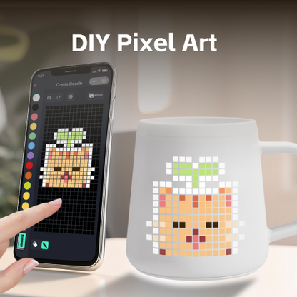 DIY pixel art and animation displayed on PixelMug screen