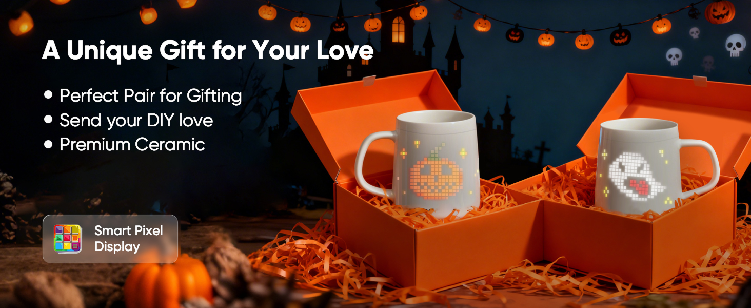 Halloween homepage banner with pumpkin and ghost pixel art